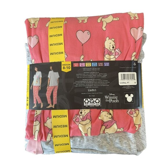 Winnie the Pooh womens M Super Soft Comfort Short Sleeve & Pant Pajama Set NEW - Picture 2 of 5